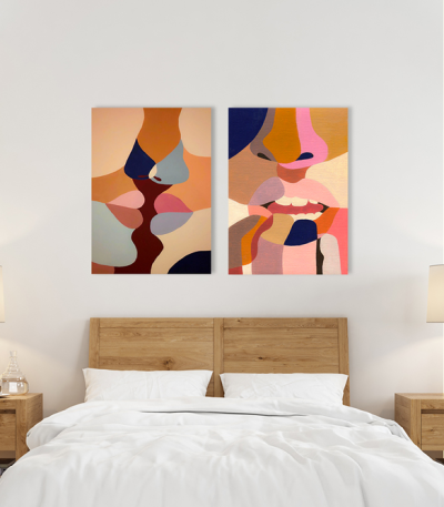 Σύνθεση με πίνακες Καμβάδες : Abstract Art Lips - 2 Τεμάχια 70x 50