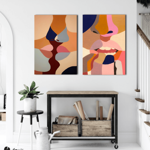 Σύνθεση με πίνακες Καμβάδες : Abstract Art Lips - 2 Τεμάχια 70x 50