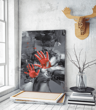 Πίνακας Καμβάς Woman Paint Art Red