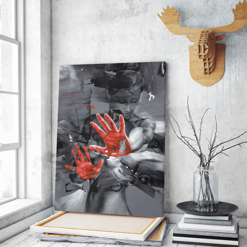 Πίνακας Καμβάς Woman Paint Art Red