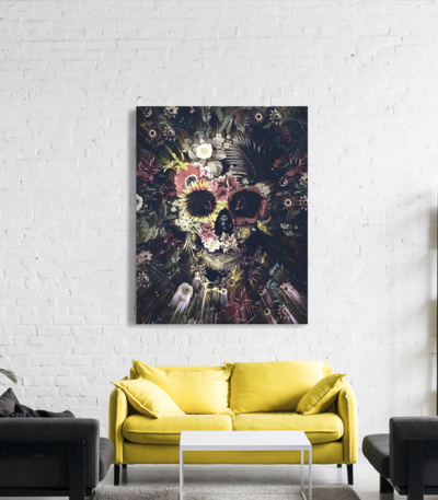 Πίνακας σε Καμβά Flower Skull Art