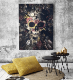 Πίνακας σε Καμβά Flower Skull Art
