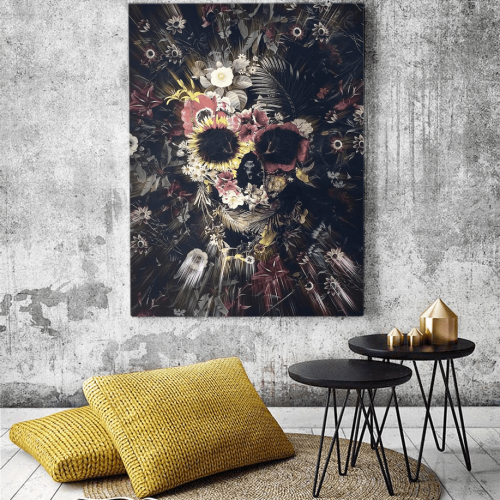 Πίνακας σε Καμβά Flower Skull Art