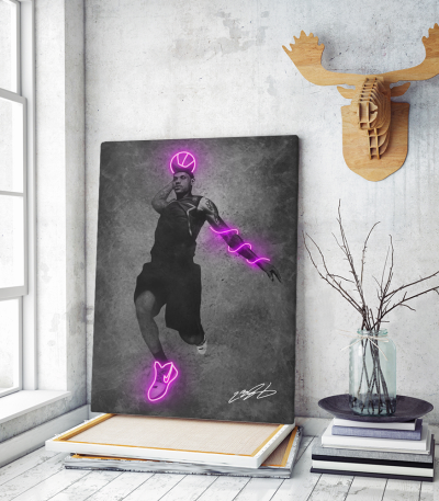 Πίνακας σε Καμβά LeBron James Jump Neon Art