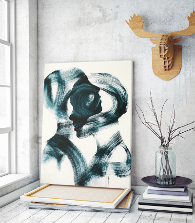 Πίνακας σε Καμβά Couple Silhouette Painting art