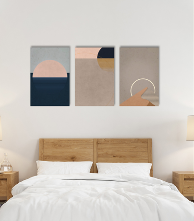 Σύνθεση Με Πίνακες Καμβάδες 60x40 - 3 Τεμάχια - Minimal Brown Art