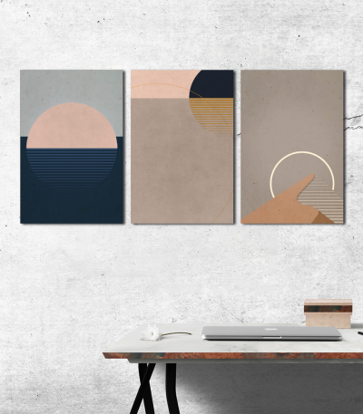 Σύνθεση Με Πίνακες Καμβάδες 60x40 - 3 Τεμάχια - Minimal Brown Art