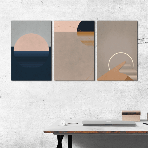 Σύνθεση Με Πίνακες Καμβάδες 60x40 - 3 Τεμάχια - Minimal Brown Art