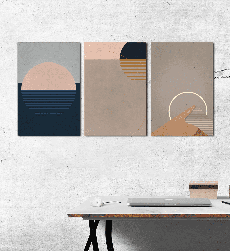 Σύνθεση Με Πίνακες Καμβάδες 60x40 - 3 Τεμάχια - Minimal Brown Art