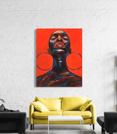 Πίνακας σε Καμβά Afro Woman with Earrings