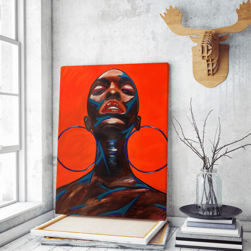Πίνακας σε Καμβά Afro Woman with Earrings