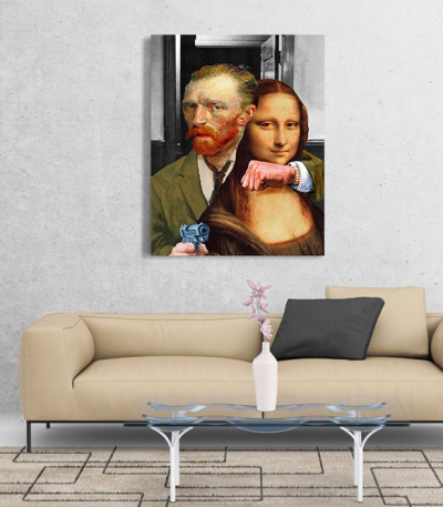 Πίνακας σε Καμβά Van Gogh and Mona Lisa