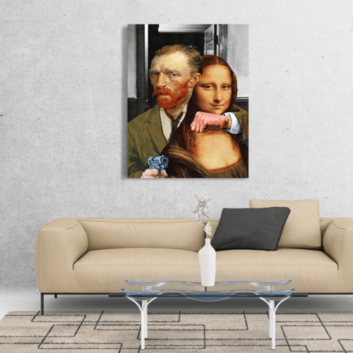 Πίνακας σε Καμβά Van Gogh and Mona Lisa