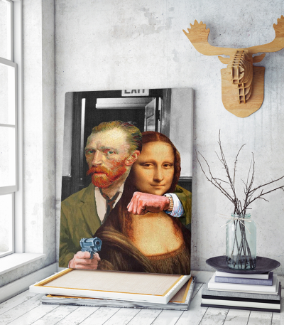 Πίνακας σε Καμβά Van Gogh and Mona Lisa