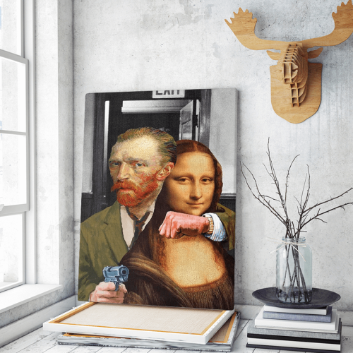 Πίνακας σε Καμβά Van Gogh and Mona Lisa
