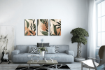 Σύνθεση Με Πίνακες Καμβάδες 60x40 - 3 Τεμάχια - Green Leaves