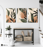 Σύνθεση Με Πίνακες Καμβάδες 60x40 - 3 Τεμάχια - Green Leaves