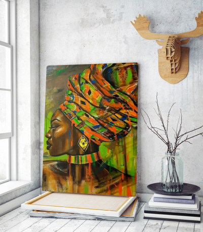 Πίνακας σε Καμβά : Afican Woman colorful Painting