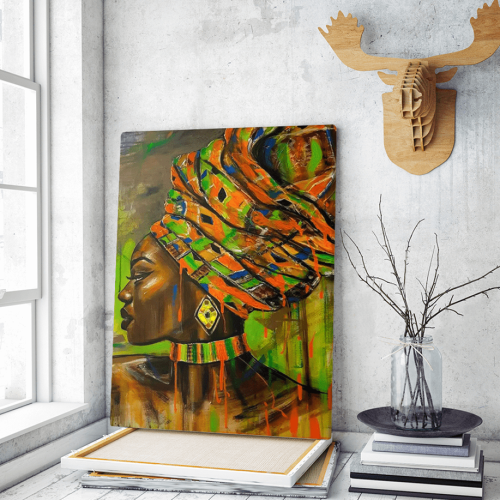 Πίνακας σε Καμβά : Afican Woman colorful Painting