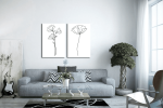 Σύνθεση με πίνακες Καμβάδες : One line Flowers - 2 Τεμάχια 70x50