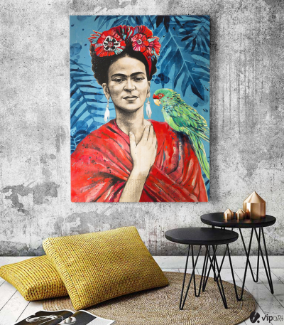 Πίνακας Καμβάς Frida Kahlo- Parrot