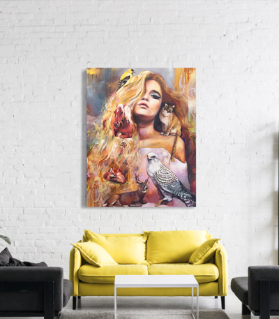 Πίνακας Καμβάς Colorful Woman Painting- Animals