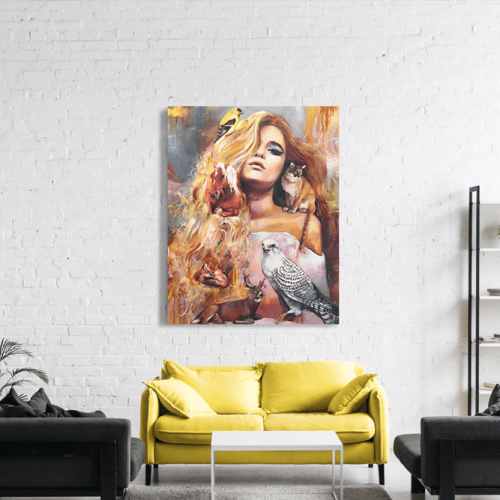 Πίνακας Καμβάς Colorful Woman Painting- Animals
