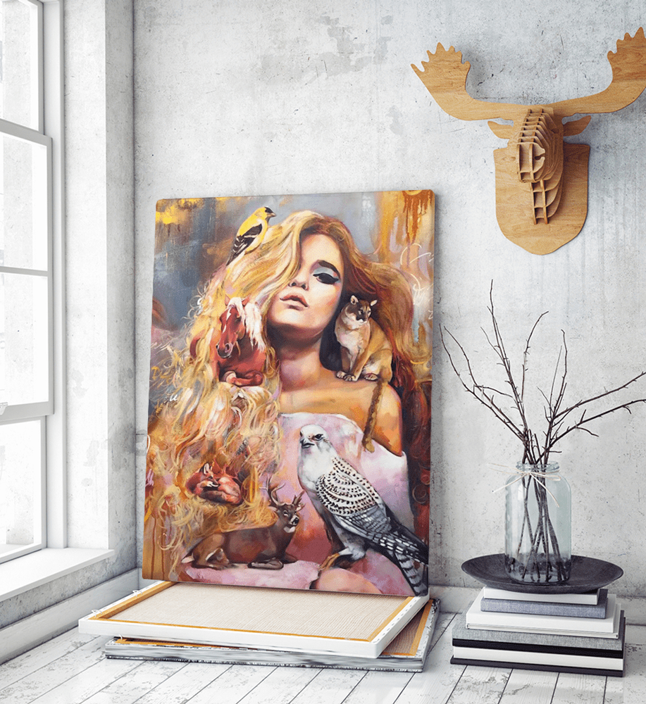 Πίνακας Καμβάς Colorful Woman Painting- Animals Πίνακας Καμβάς Colorful Woman Painting- Animals