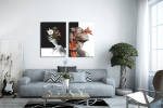 Σύνθεση με πίνακες Καμβάδες : Woman- Flower Black & White - 2 Τεμάχια 70x 50