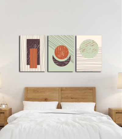 Σύνθεση Με Πίνακες Καμβάδες 60x40 - 3 Τεμάχια - Minimal Lines- Symbols