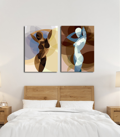 Σύνθεση με πίνακες Καμβάδες : Lady Abstract Art