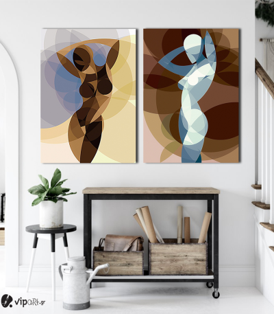 Σύνθεση με πίνακες Καμβάδες : Lady Abstract Art