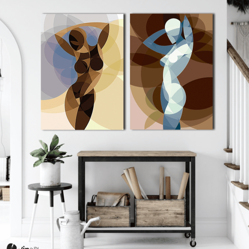 Σύνθεση με πίνακες Καμβάδες : Lady Abstract Art