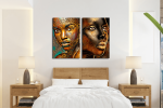 Σύνθεση με πίνακες Καμβάδες : Woman Art Leopar - 2 Τεμάχια 70x50