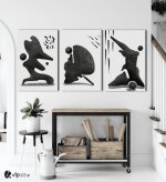 Σύνθεση Με Πίνακες Καμβάδες 60x40 - 3 Τεμάχια - Black Abstract Art