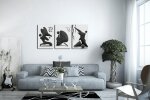 Σύνθεση Με Πίνακες Καμβάδες 60x40 - 3 Τεμάχια - Black Abstract Art