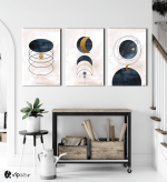 Σύνθεση Με Πίνακες Καμβάδες 60x40 - 3 Τεμάχια - Minimal Symbols Moon