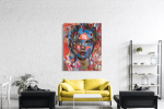 Πίνακας σε Καμβά : Girl portrait colorful painting