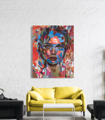Πίνακας σε Καμβά : Girl portrait colorful painting