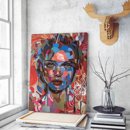 Πίνακας σε Καμβά : Girl portrait colorful painting