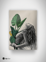 Πίνακας Καμβάς Woman with Green Leaves