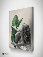 Πίνακας Καμβάς Woman with Green Leaves