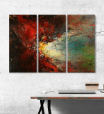 Μοντέρνος Τρίπτυχος Καμβάς Abstract Art Red Color