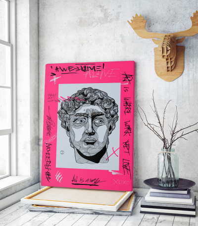 Πίνακας σε Καμβά : Abstract Line Art Statue