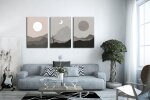 Σύνθεση Με Πίνακες Καμβάδες 60x40 - 3 Τεμάχια -Minimal Moon Art