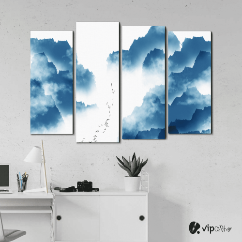 Πίνακας Καμβάς Τετράπτυχος Simple Asian Landscape Wall Art