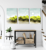 Σύνθεση Με Πίνακες Καμβάδες 60x40 - 3 Τεμάχια - Abstract Green Theme
