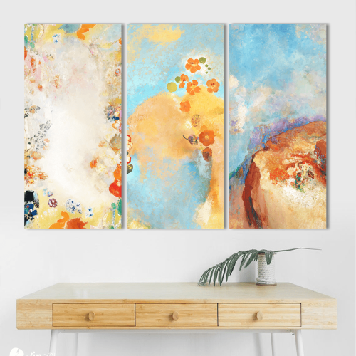 Σύνθεση με Πίνακες σε Καμβά- Abstract Floral- 3 τεμάχια 40x80