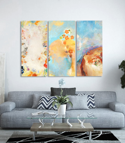 Σύνθεση με Πίνακες σε Καμβά- Abstract Floral- 3 τεμάχια 40x80