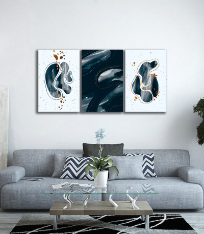 Σύνθεση Με Πίνακες Καμβάδες 60x40 - 3 Τεμάχια - Minimal Marble Synthesis